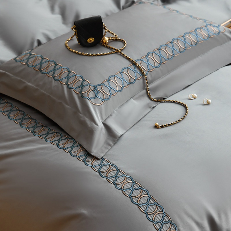 Luxury Cotton Satin Circle Embroidery Duvet Set