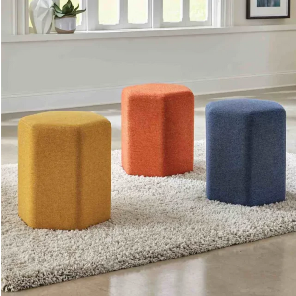 Hexagonal Upholstered Stool