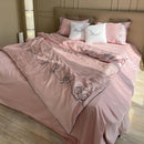 Stylish Pink Heart Embroidery Duvet Set- Perfect Gift for Couples & Newlyweds