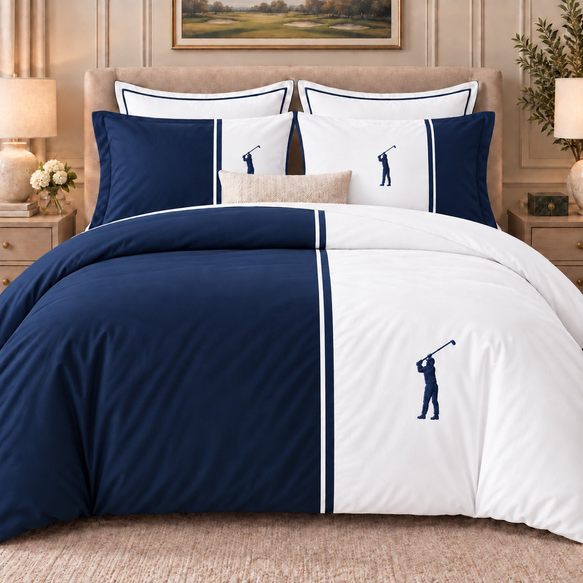Premium Golf Club Embroidered Bedding Set