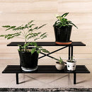2 Tier Flower Racks Metal Plant Patio Standing Flower Shelf Holder - myhomestore.com.pk