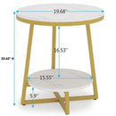 2 Tier Marble MDF Side Table with Storage Shelf - myhomestore.com.pk