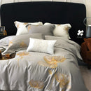 Cotton Satin Flower Embroidery Duvet Set - myhomestore.com.pk