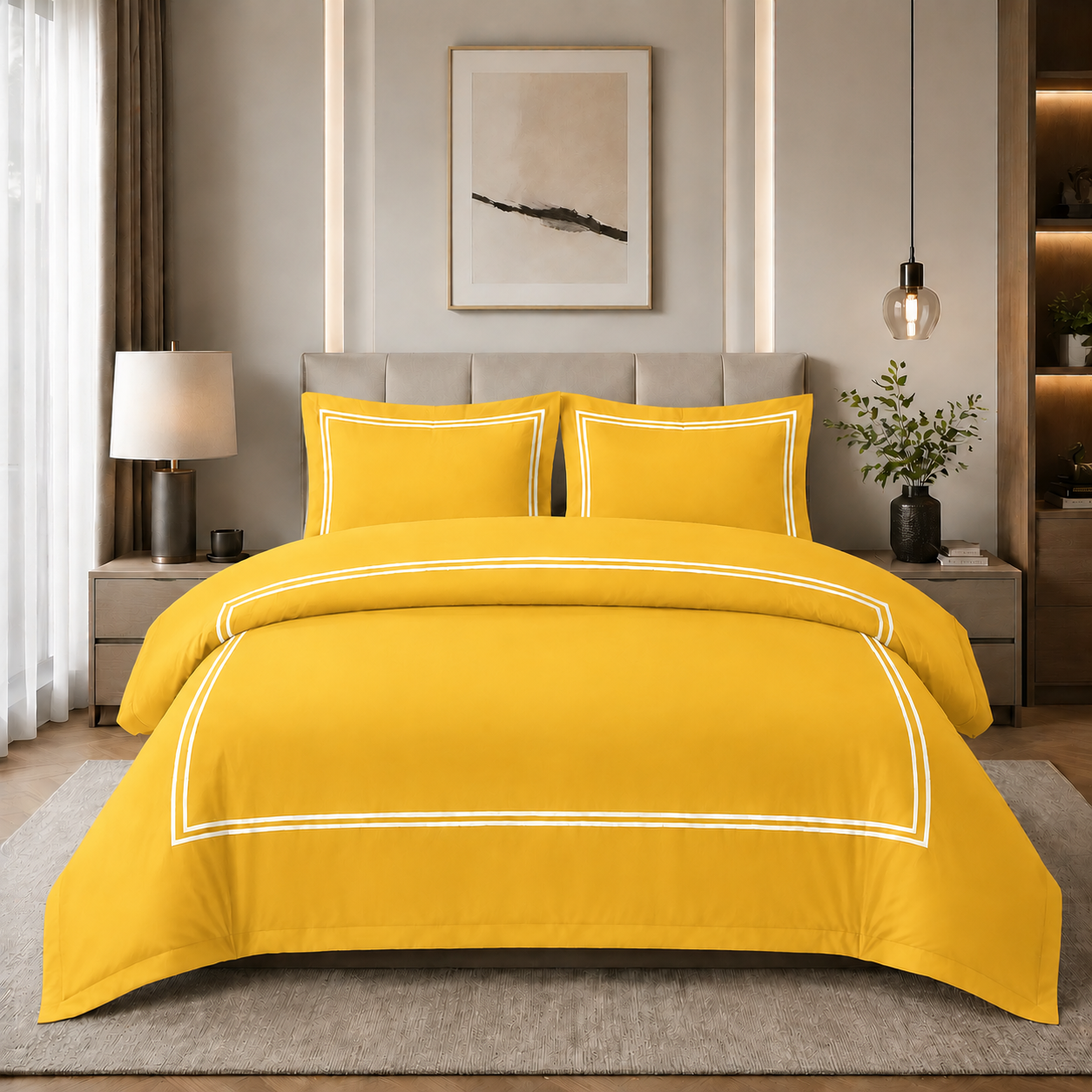Baratta Comforter Set (yellow with White Bratta Stitch)