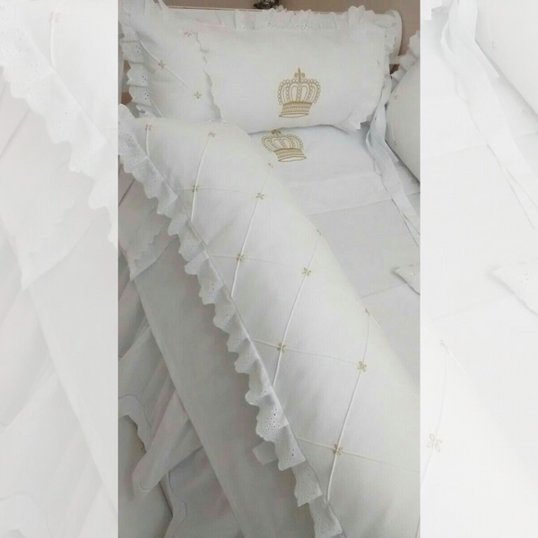 White Crown Baby Cot Set