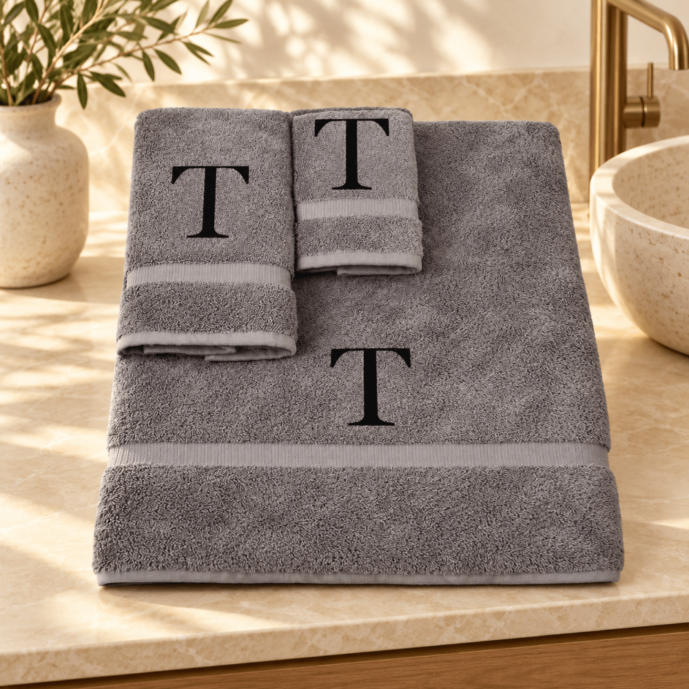 3 Piece Bath Towel Embroidered (personalized) - myhomestore.com.pk