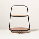 2-Tier Wood & Metal Serving Stand - myhomestore.com.pk