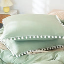 Plain Dyed Duvet with pom pom lace - myhomestore.com.pk