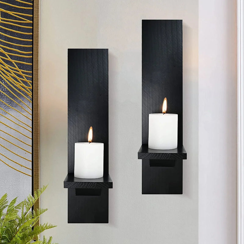 Wall Candle Sconces Set of 2 Decorative Wooden Candle Holder Farmhou