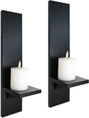 Wall Candle Sconces Set of 2, Decorative Wooden Candle Holder, Farmhouse Candle Sconce, Living Room Wall Decoration, - myhomestore.com.pk