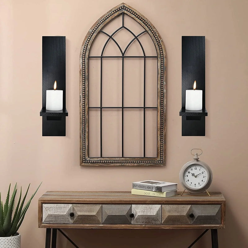 Wall Candle Sconces Set of 2 Decorative Wooden Candle Holder Farmhou
