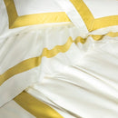 Luxury Lines Satin Ribbon Duvet Set Golden - myhomestore.com.pk