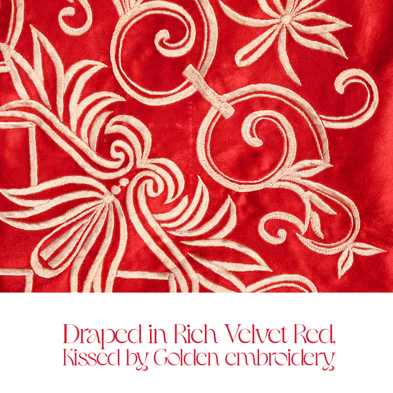 Modern Style Luxury Embroidered Velvet Duvet (Red)