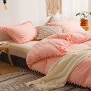 Plain Dyed Duvet with pom pom lace - myhomestore.com.pk