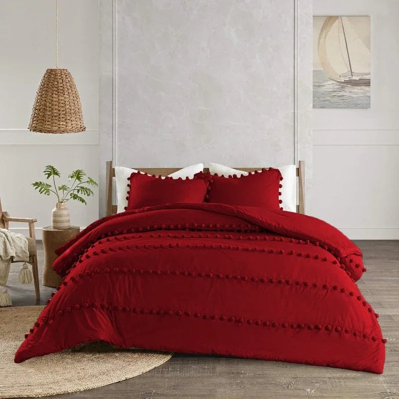 Luxury Duvet Set With Pom Pom Lace - myhomestore.com.pk