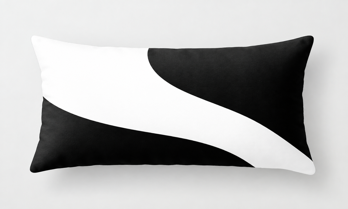 Abstract Wave Leather Cushion cover – Black & White
