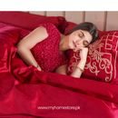 Modern Style Luxury Embroidered Velvet Duvet (Red)