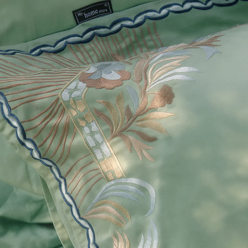 Royal Exquisite Embroidery Duvet Set  Pistachio