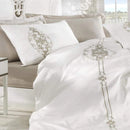 Beige & white Embroidery Duvet Set - myhomestore.com.pk