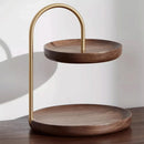 Wooden Round Double Layer Tray for Dessert Display - myhomestore.com.pk