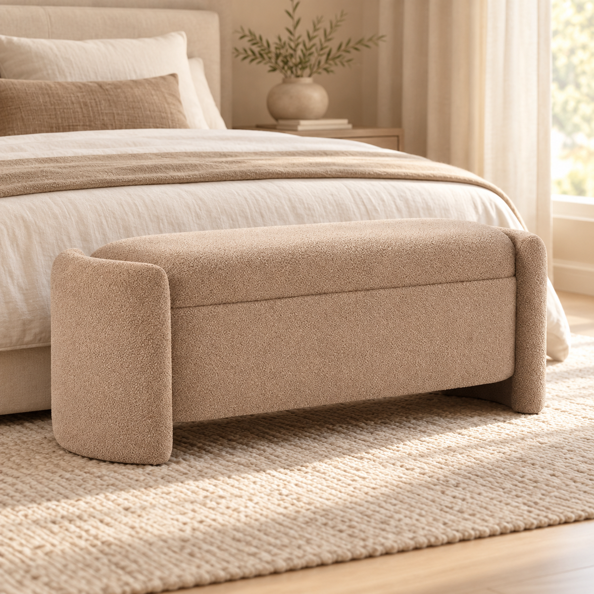 Upholstered teddy bench with storage space