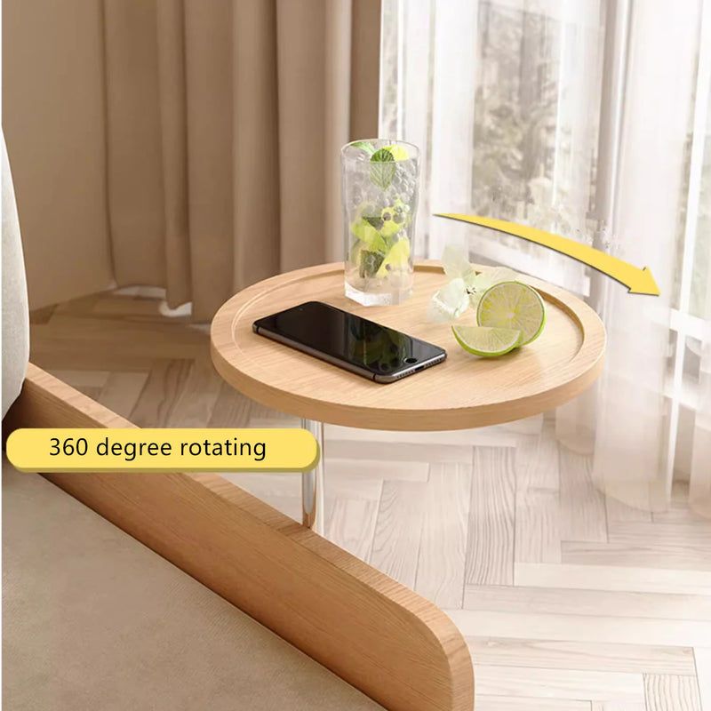 Pull Out Sofa Bed with Rotating Armrest Tray and Storage