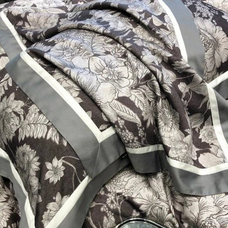 Flowers Leaves Soft Fabric Printed Bedding Duvet Set