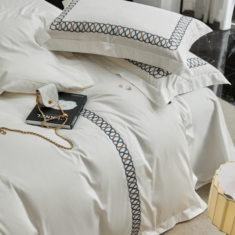 Luxury Cotton Satin Circle Embroidery Duvet Set