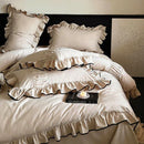 Ruffle Cotton Lace Duvet Set - myhomestore.com.pk