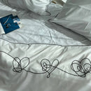 Stylish Pink Heart Embroidery Duvet Set- Perfect Gift for Couples & Newlyweds