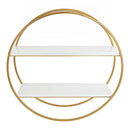 MDF and Metal Round Wall Shelf, White/Gold 24" Diameter - myhomestore.com.pk