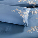 Luxury Blue Cotton Satin Embroidery Duvet Set - myhomestore.com.pk