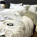 Luxury Botanical Embroidery Duvet Set – Soft Cotton Duvet Cover with Leaf Design