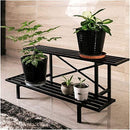 2 Tier Flower Racks Metal Plant Patio Standing Flower Shelf Holder - myhomestore.com.pk
