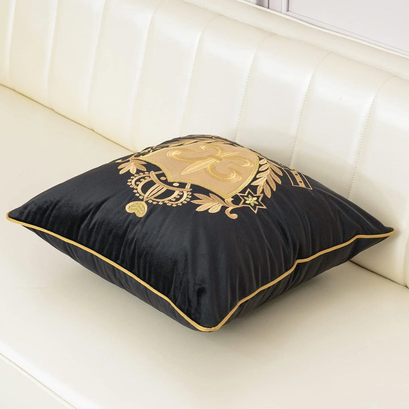 Royal Crest Embroidered Cushion Cover Style 1