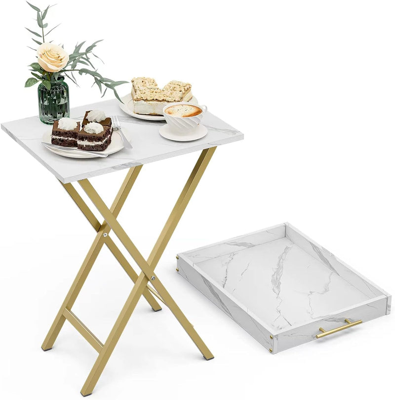 Folding Table with Removable Serving Tray