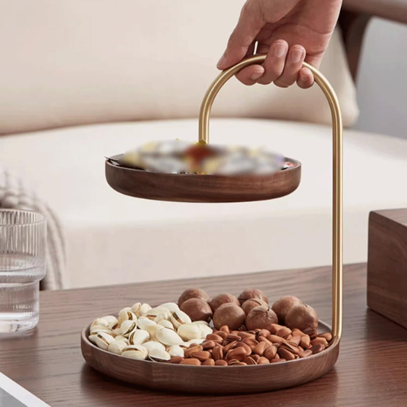 Wooden Round Double Layer Tray for Dessert Display