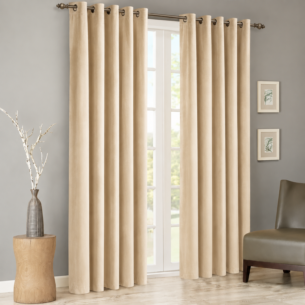 Luxury Velvet Curtains Pack of 2 – Beige