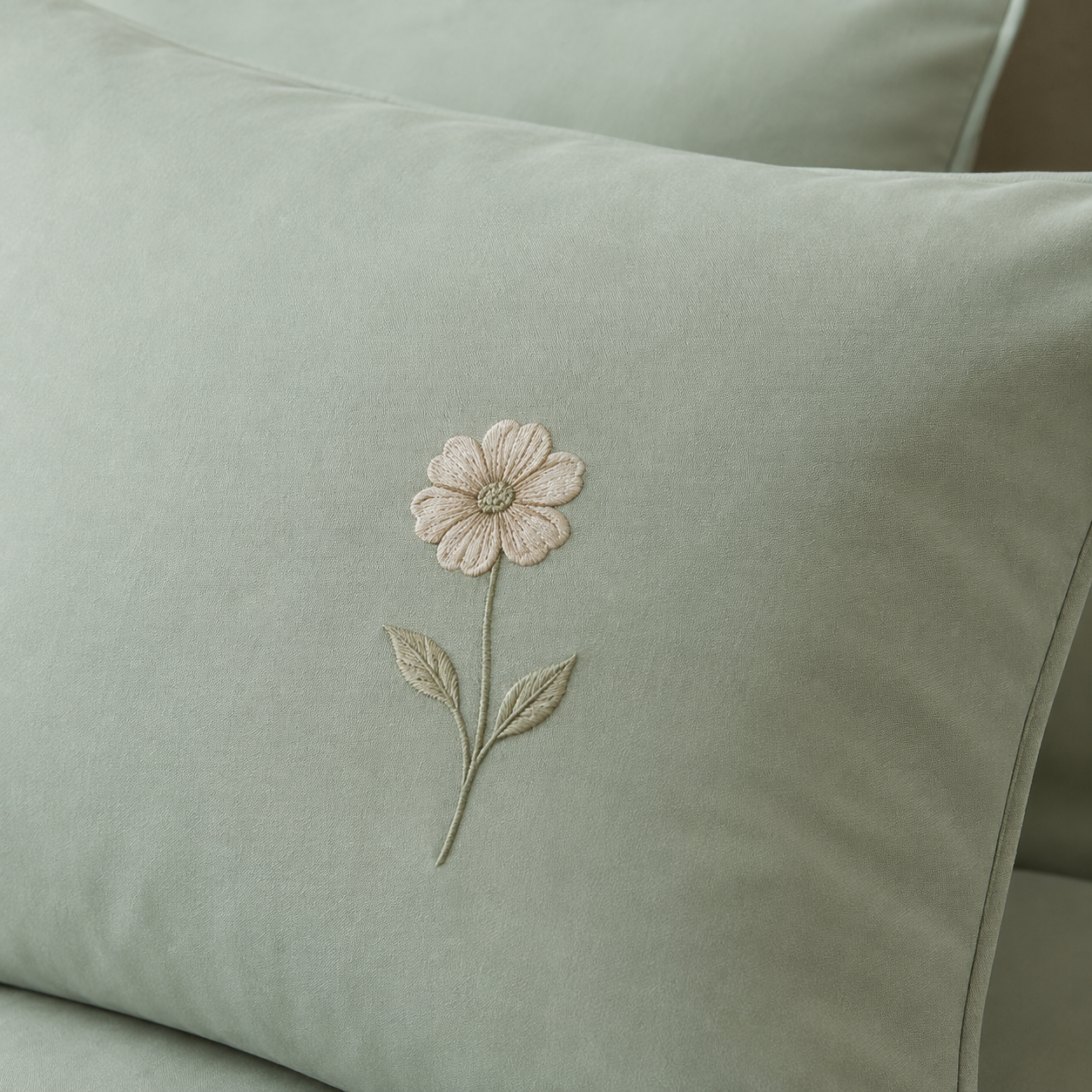 Sage Bloom Elegant Embroidered Bedding Set
