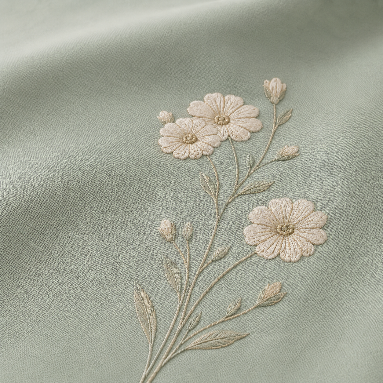 Sage Bloom Elegant Embroidered Bedding Set