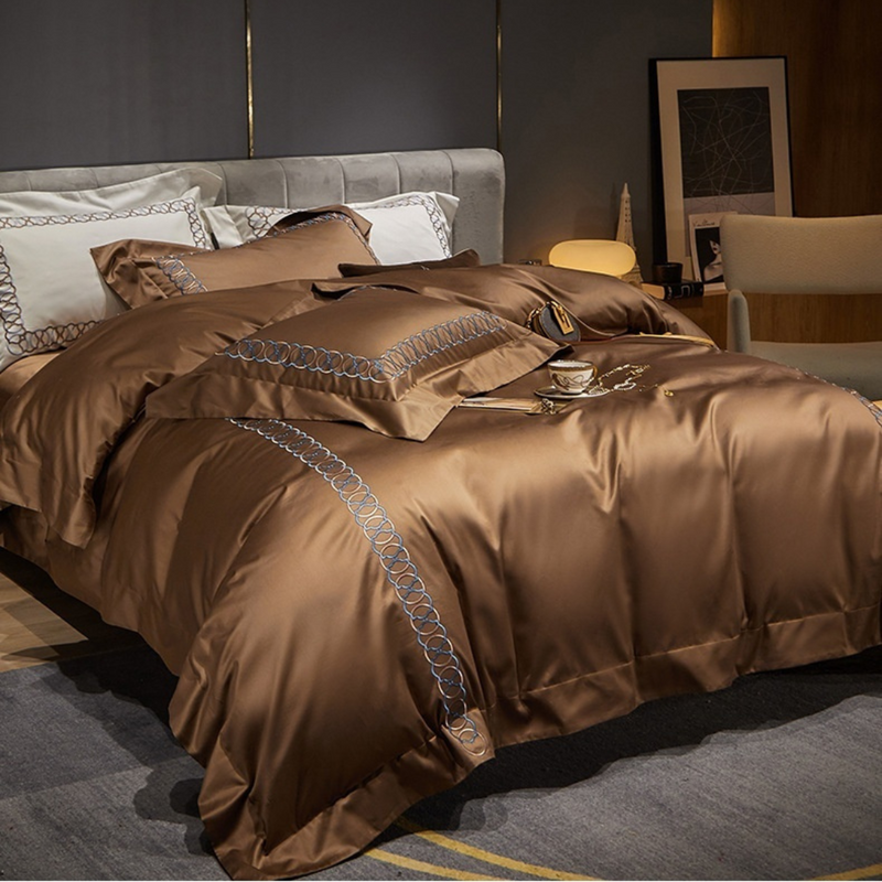 Luxury Cotton Satin Circle Embroidery Duvet Set