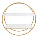 MDF and Metal Round Wall Shelf, White/Gold 24" Diameter - myhomestore.com.pk