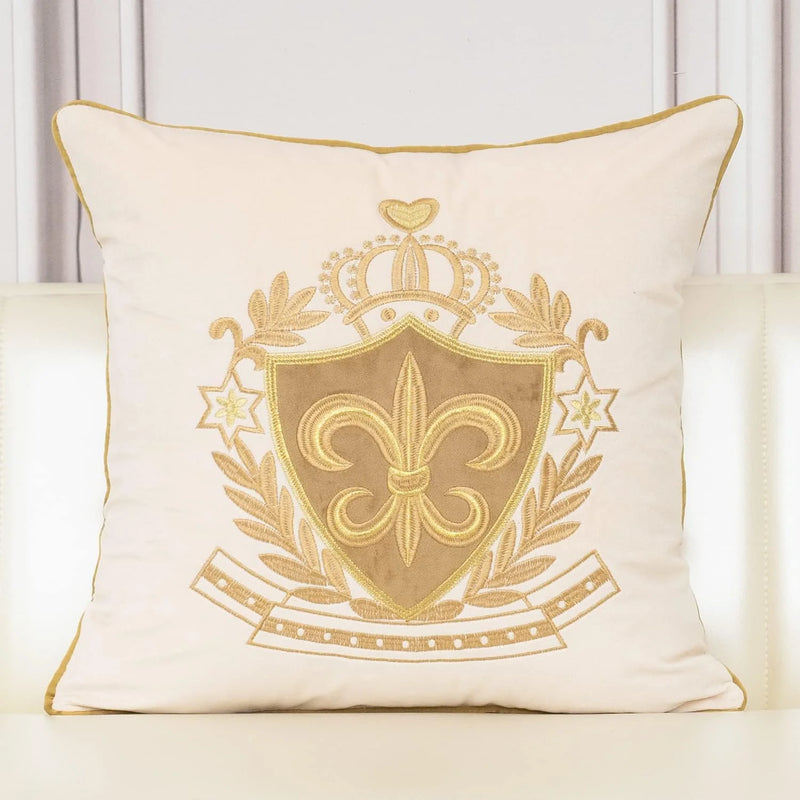 Royal Crest Embroidered Cushion Cover Style 1