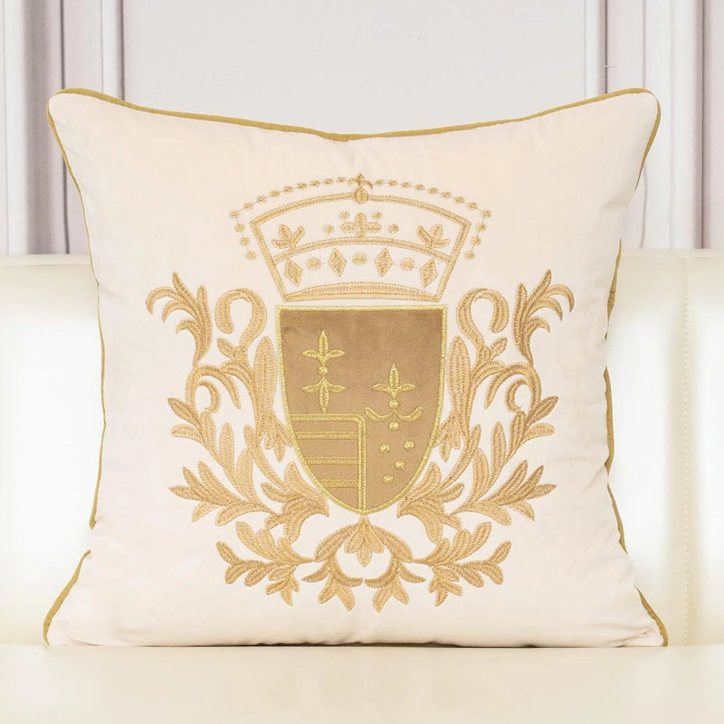 Royal Crest Embroidered Cushion Cover Style 2