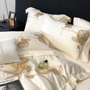 Cotton Satin Flower Embroidery Duvet Set - myhomestore.com.pk