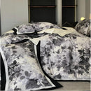Vintage Black Gray Chic Patchwork Printed Duvet Set