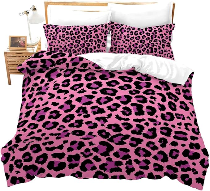 Pink Printed Bedspread Leopard Print