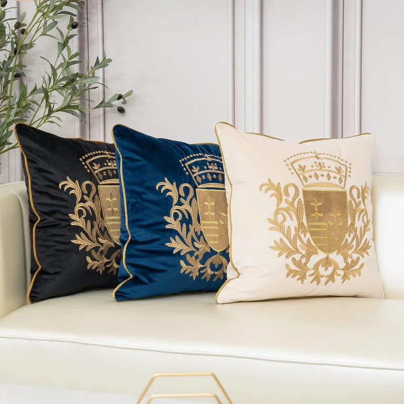 Royal Crest Embroidered Cushion Cover Style 2