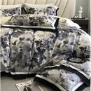 Vintage Black Gray Chic Patchwork Printed Duvet Set
