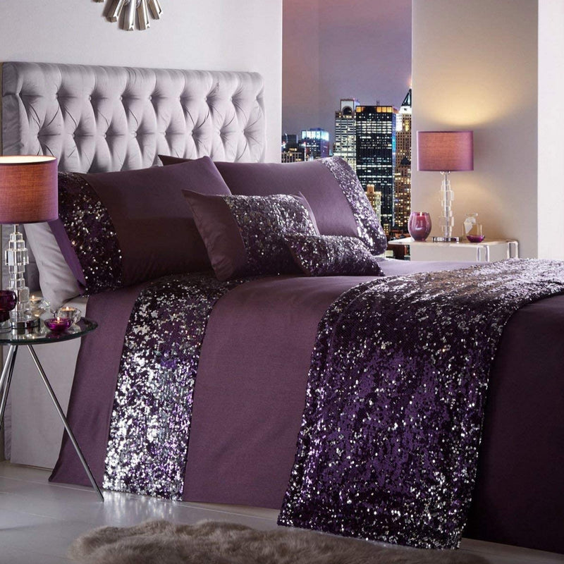 Purple Sequence Bridal Bedding Duvet Set